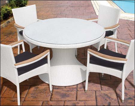 White Wicker Round Table Only