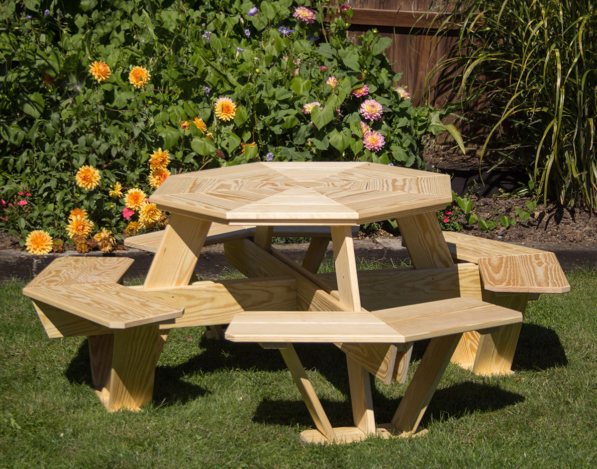 Treated Pine Octagon Walk-In Picnic Table