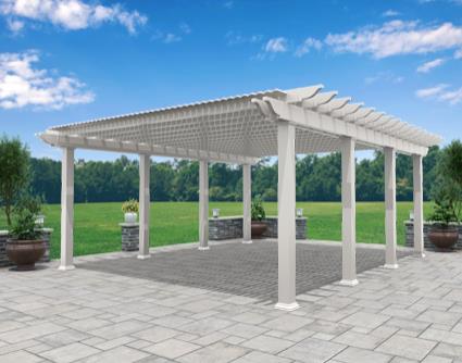 Print 16' x 20' Vinyl Louvered Pergola w/Aluminum Inserts