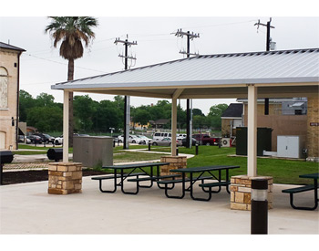 20 x 40 All Steel Rectangular Summerset Pavilion shown with Powder coated tube steel frame and charcoal metal roof. Customer supplied fans and lights. 