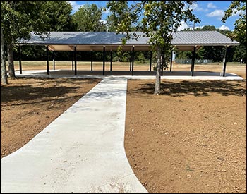 40 x 60 Wood Gable Rectangular Savannah Pavilion Shown With Black Tube Steel Columns, White Birch Factory Stain, Charcoal Metal 26 Gauge Roofing, and No Cupola.