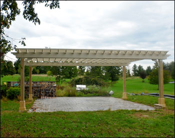 Custom 189.5" x 27 Treated Pine 2Beam Pergola with Glue Laminated Beams, Custom size columns (7x7), Upgraded 2x8 Runners, Upgraded 2x4 Top Runners, and  Customer Supplied Paint (unfinished)