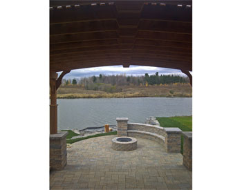 Custom 15 x 15 Red Cedar Arched Pergola shown with Cedar Stain/Sealer and Lattice Top