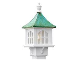 Belfry Vinyl Post Lantern w/ Metal Patina Roof