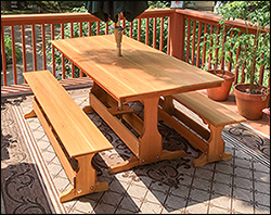 Red Cedar Rectangular Trestle Picnic Table Set