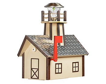 Poly Lumber Deluxe Lighthouse Mailbox w/ Diamond Roof - Brown and Ivory