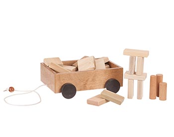 Toy Wagon w/ Block Set