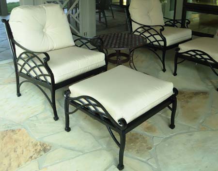 Aluminum Crossweave Deep Seating Chair & Ottoman Set w/ Cushions