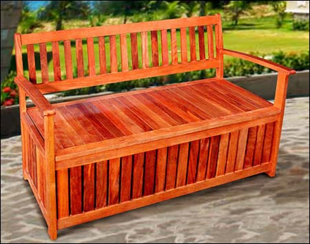 48" Eucalyptus Garden Bench w/ Storage Box