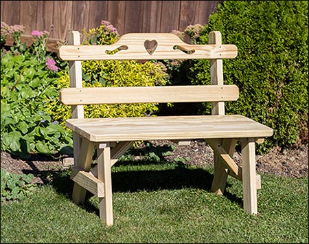 Treated Pine 40" Bench w/ Hearts