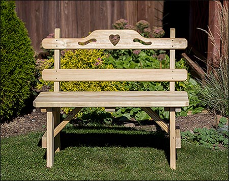 Treated Pine 40" Bench w/ Hearts