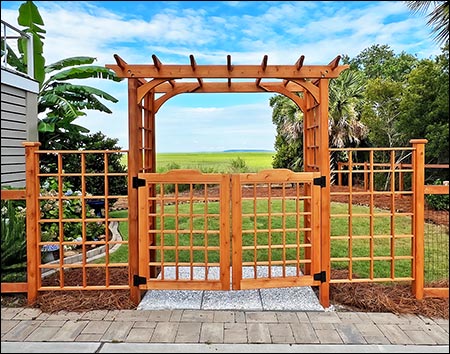 Red Cedar Canterbury Arbor w/Gate & 2 Wings