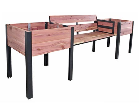 Eastern Red Cedar Garden Bench w/ Garden Beds