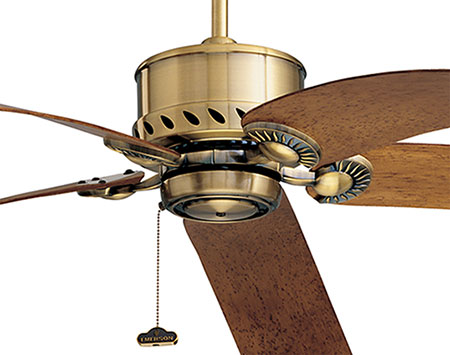 52" Antique Brass Maubay Outdoor Ceiling Fan w/ Dark Oak Bentwood Blades