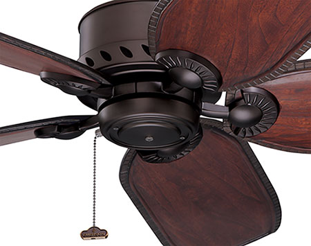 52" Oil Rubbed Bronze Maubay Outdoor Ceiling Fan w/ Hand-Carved Walnut Blades