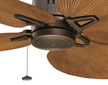 52" Oil Rubbed Bronze Nedmac Outdoor Ceiling Fan w/ Pecan Palm Leaf Blades