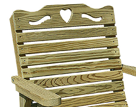 Treated Pine Crossback w/Heart Glider Chair