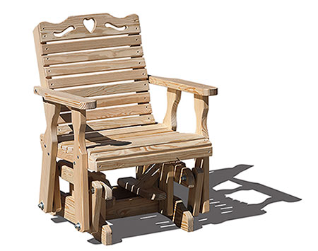 Treated Pine Crossback w/Heart Glider Chair