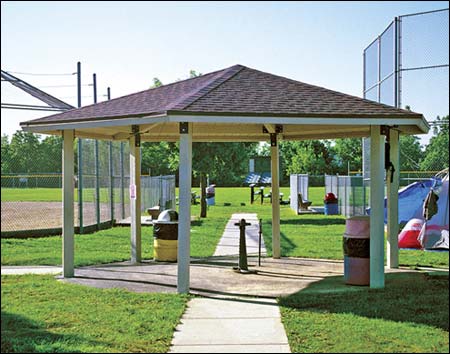 24' x 24' Laminated Wood Orchard Pavilion Shown w/Asphalt Shingles, Customer Supplied Paint