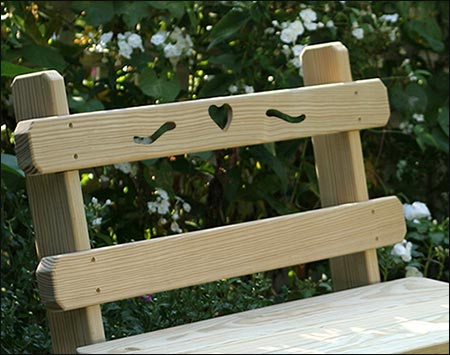 Treated Pine Wide Picnic Table w/Hearts & Backs