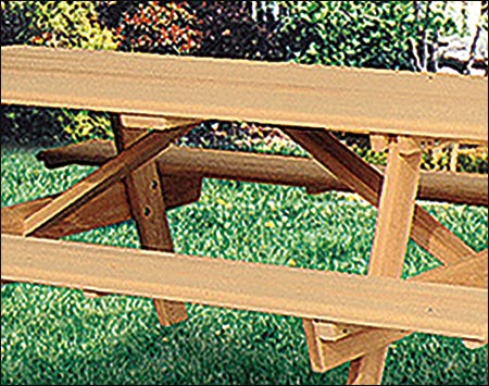 Cypress Picnic Table w/Attached Benches