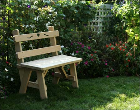 Treated Pine Wide Picnic Table w/Hearts & Backs