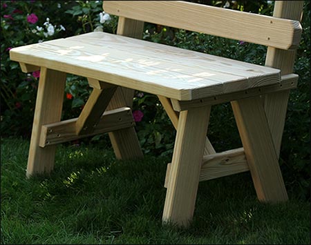 Treated Pine Wide Picnic Table w/Hearts & Backs