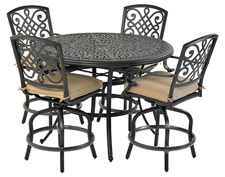 Aluminum 5 Pc. Counter Set - 52" Round Counter Height Table