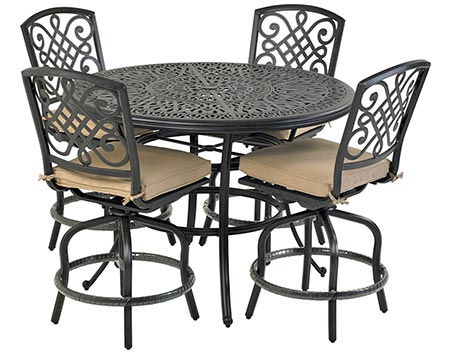 Aluminum 5 Pc. Counter Set - 52" Round Counter Height Table