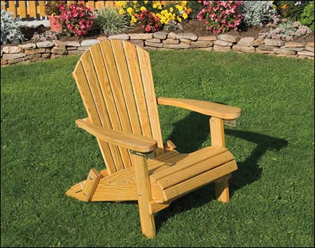 Treated Pine Folding Adirondack Chair w/Footrest