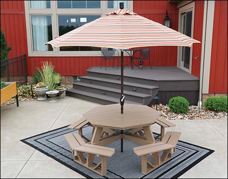 9 Fiberglass Octagon Umbrella w/ Sunbrella Fabric