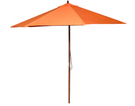 9 Octagon Market Polyester Umbrella w/Hardwood Pole, Manual Lift, and No Tilt