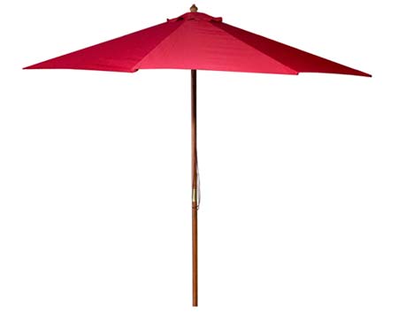 9 Octagon Market Polyester Umbrella w/Hardwood Pole, Manual Lift, and No Tilt