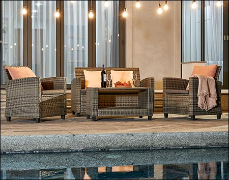 Georgia Resin Wicker Patio Lounge Sofa Set with Cushions