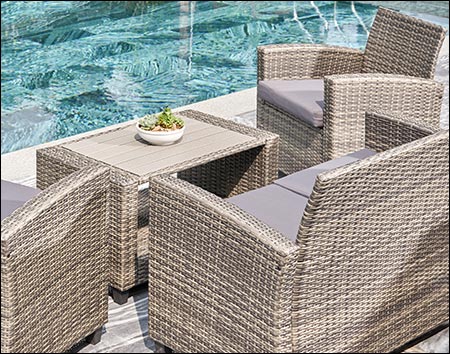 Georgia Resin Wicker Patio Lounge Sofa Set with Cushions