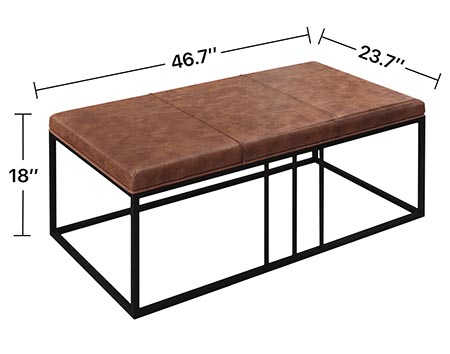 Rey Metal Faux Leather Bench