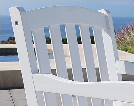 White Acacia Dining Table w/ 4 Curved Top Armchairs