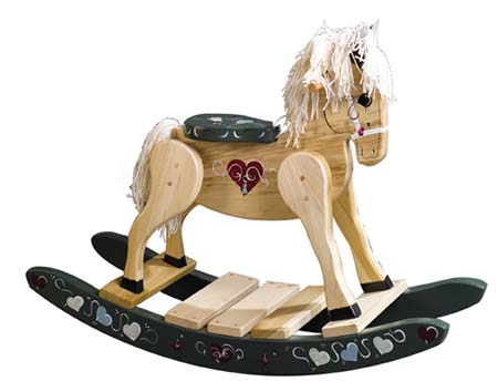 Wooden Heart Painted Rocking Horse