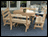 Red Cedar Round Trestle Table w/ Tab Backed Benches