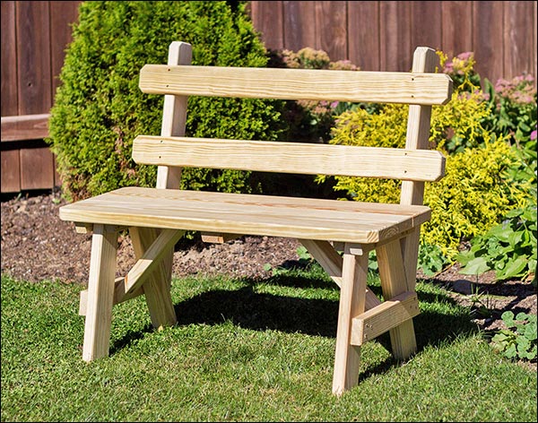 Alternate Views of Treated Pine Traditional Garden Bench w/Back