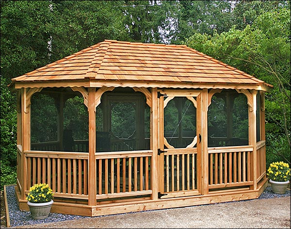 Red Cedar Single Roof Oval Gazebos