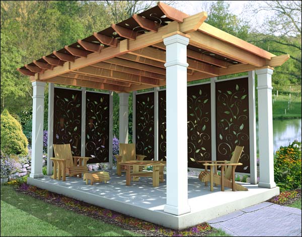 Rustic Red Cedar Free Standing Solace Pergola