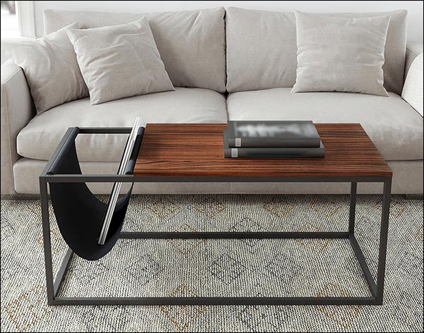 Alternate Views of Jonsey Walnut Sofa Table w/ Metal Frame