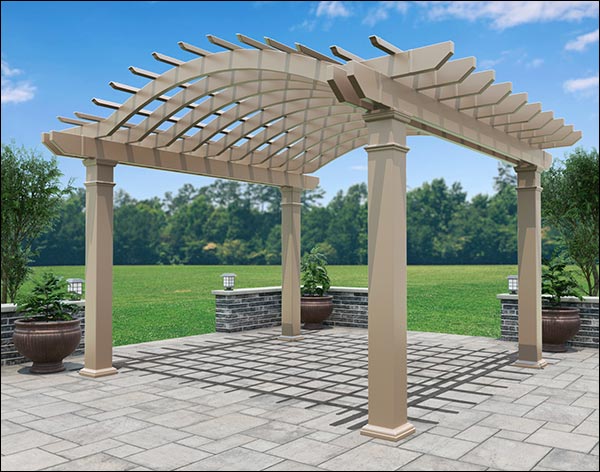 Vinyl Arched Pergola w/Aluminum Inserts 