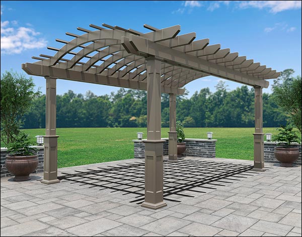 Vinyl Arched Pergola w/Aluminum Inserts 