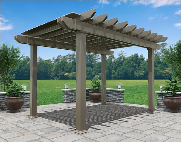 Vinyl Louvered Pergola w/Aluminum Inserts