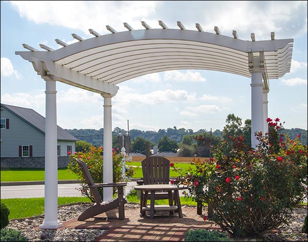 Vinyl Arched Pergola w/Aluminum Inserts 