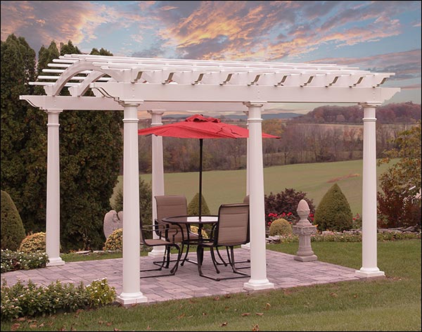 Vinyl Arched Pergola w/Aluminum Inserts 