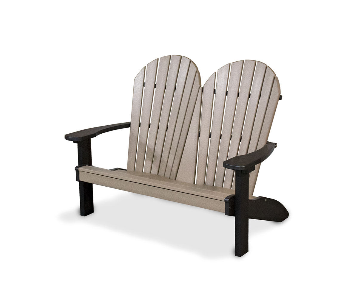 Poly Lumber 4 Adirondack Bench   4 Adirondack Bench Weatherwood And Black 