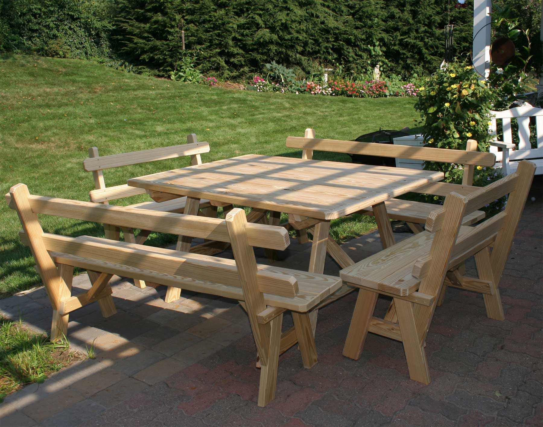 camping table with bench seats